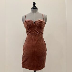 Trixxi Burnt Orange Velvet Dress